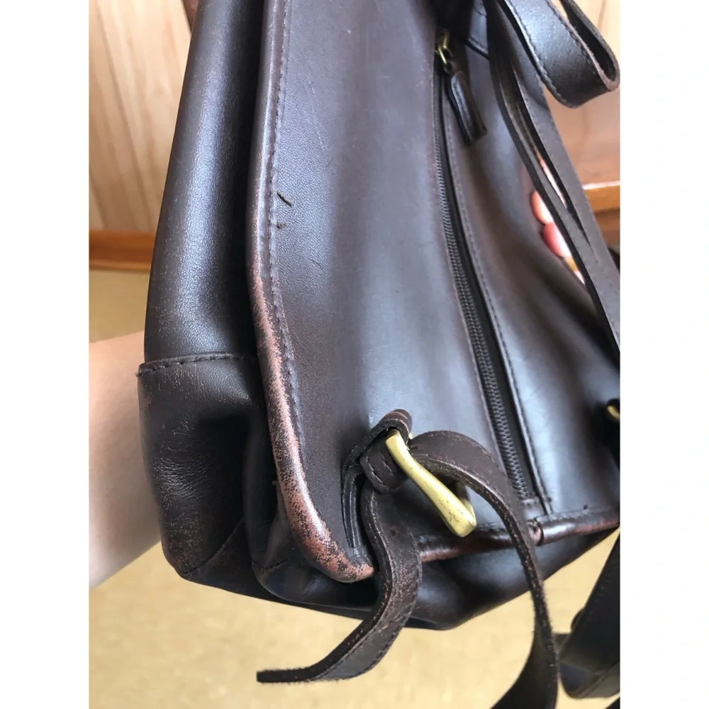 Vintage croft & barrow dark brown genuine leather backpack